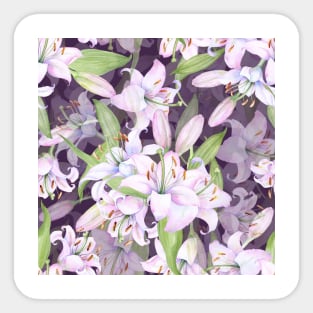 White pink lilies Sticker
